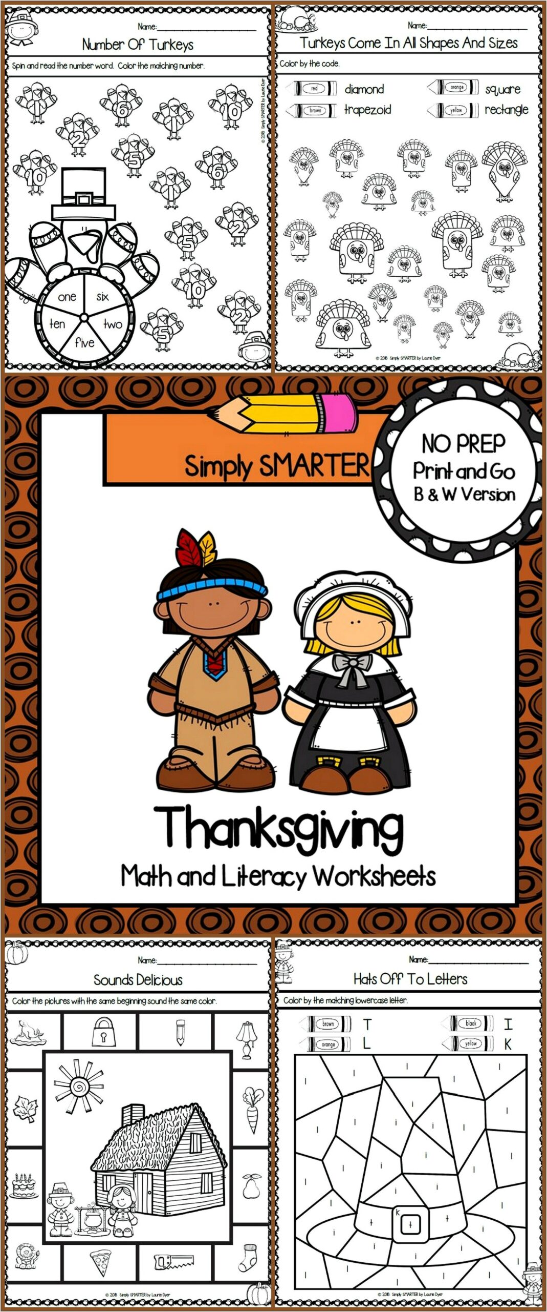 Thanksgiving Math Themed Worksheets