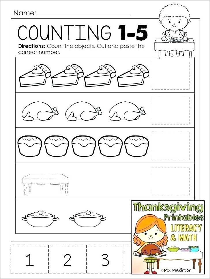 Thanksgiving Math Worksheet For Kindergarten