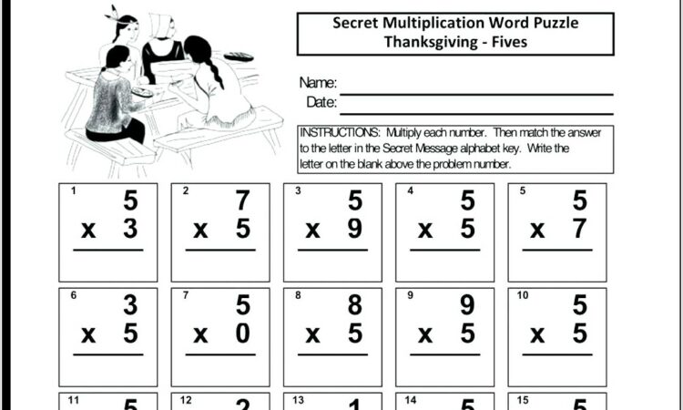 Thanksgiving Math Worksheet For Middle School