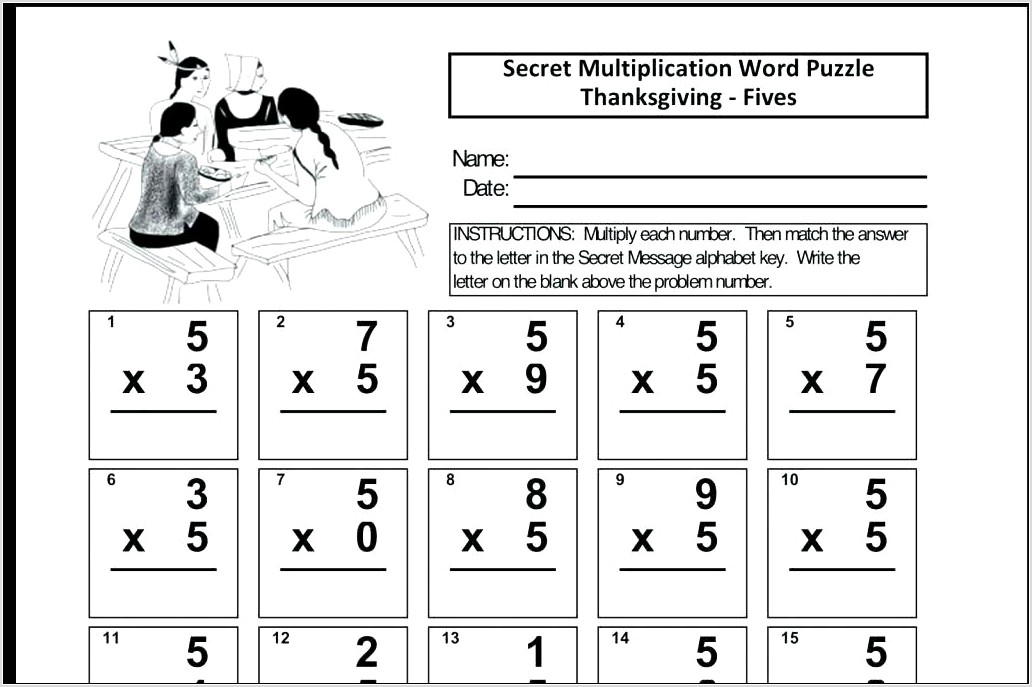 Thanksgiving Math Worksheet For Middle School