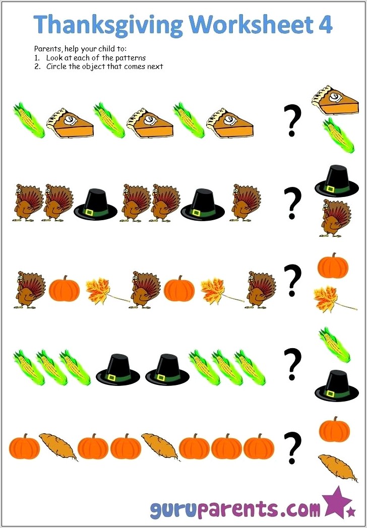 Thanksgiving Math Worksheet Preschool
