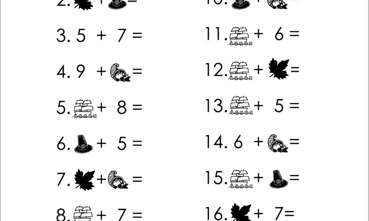 Thanksgiving Math Worksheets Addition