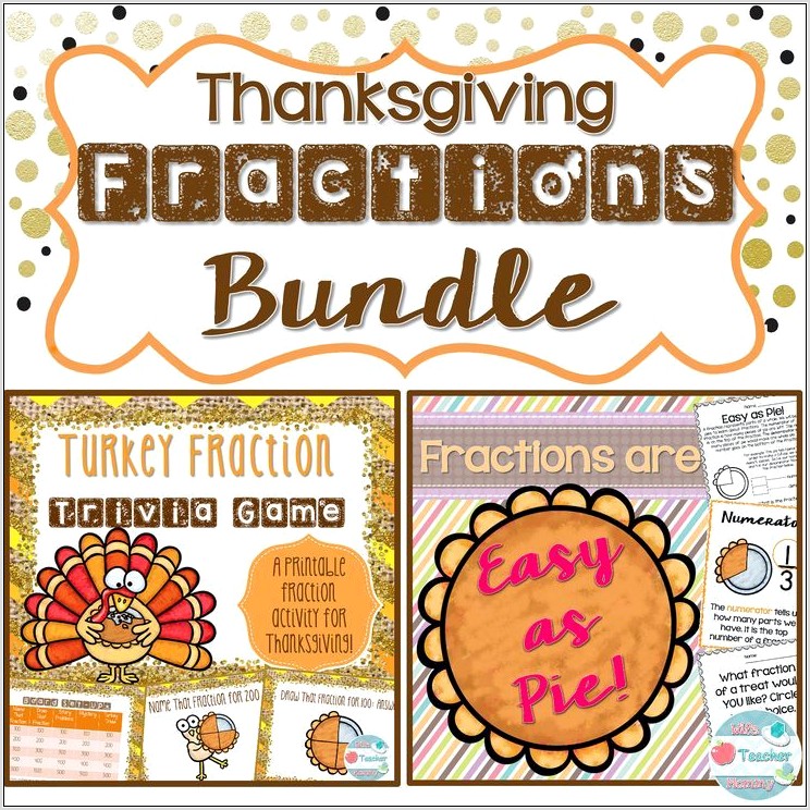 Thanksgiving Math Worksheets Fractions