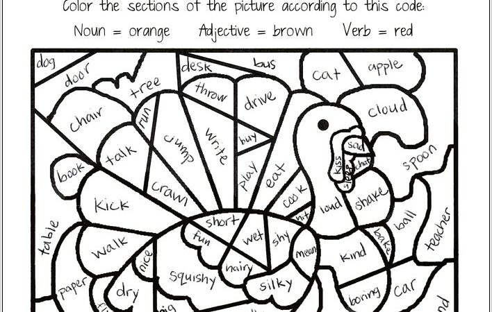 Thanksgiving Subtraction Coloring Worksheet