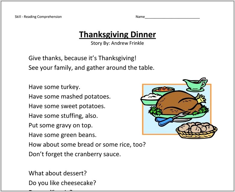 Thanksgiving Worksheet Second Grade