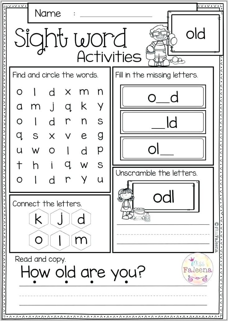 The Sight Word Worksheet Kindergarten