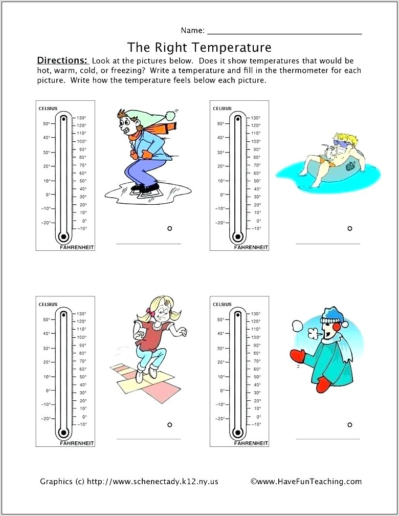 Thermometer Worksheet Second Grade