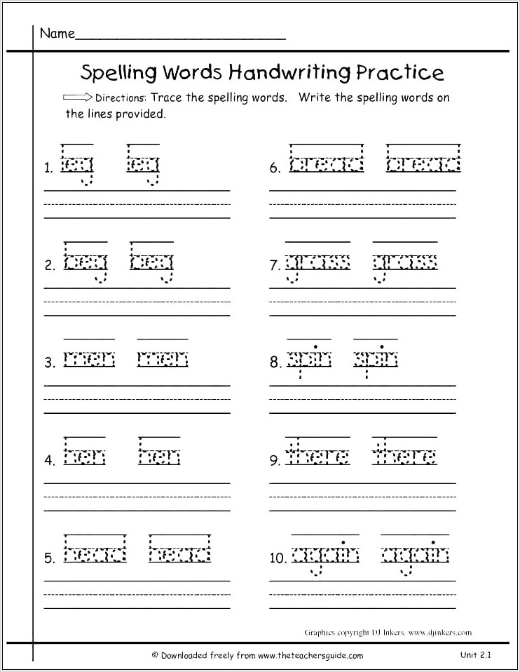 Third Grade Spelling Worksheets Pdf
