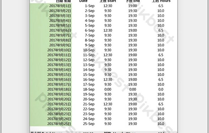 Time Calculator Excel Template