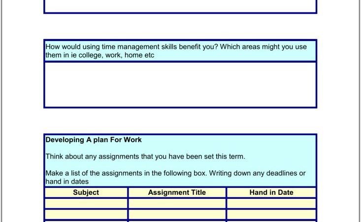 Time Management Worksheet For College Students