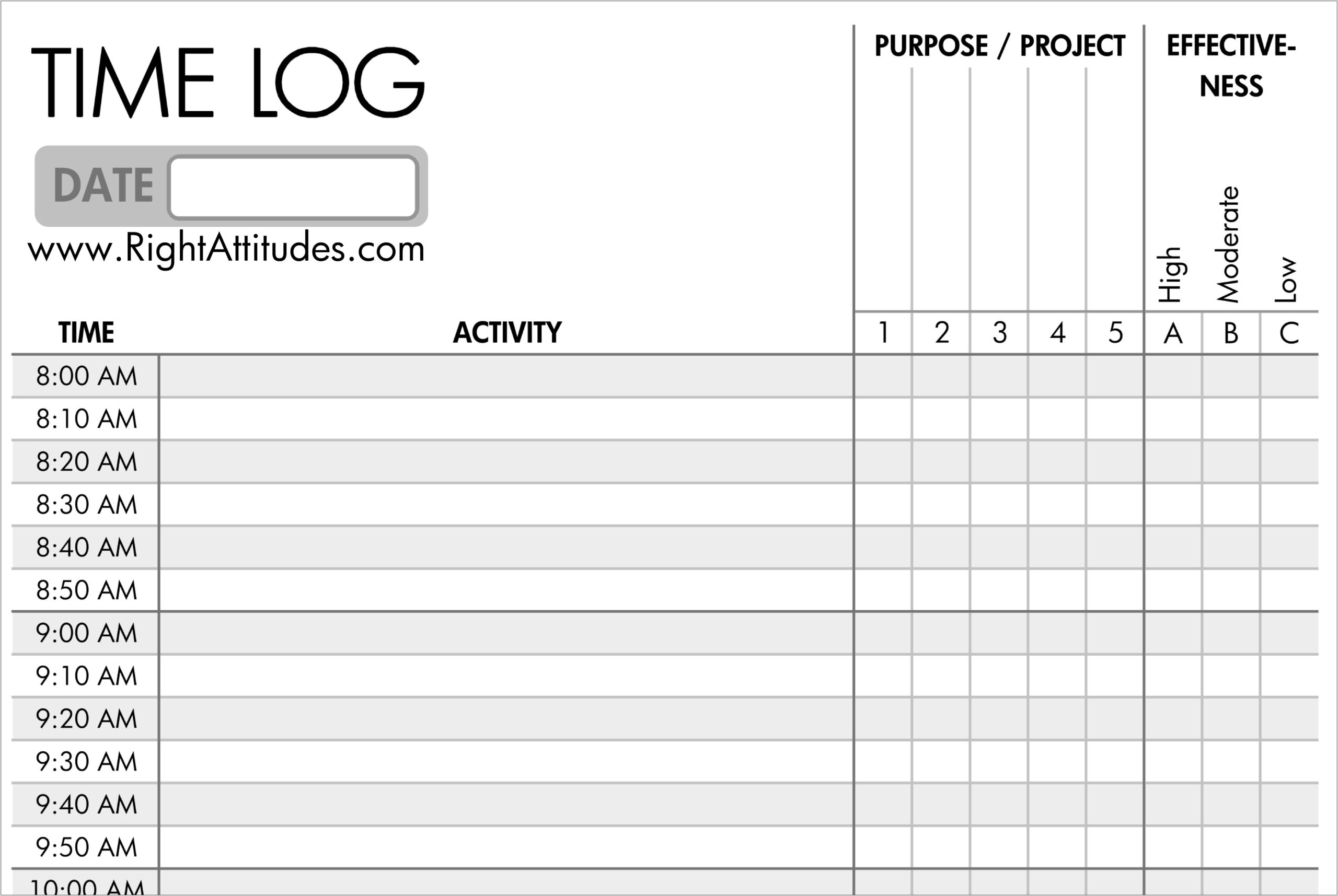 Time Management Worksheets For Employees