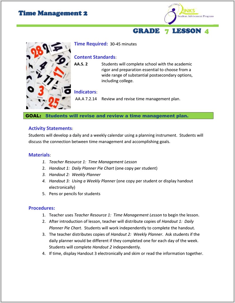 Time Management Worksheets For Students In College
