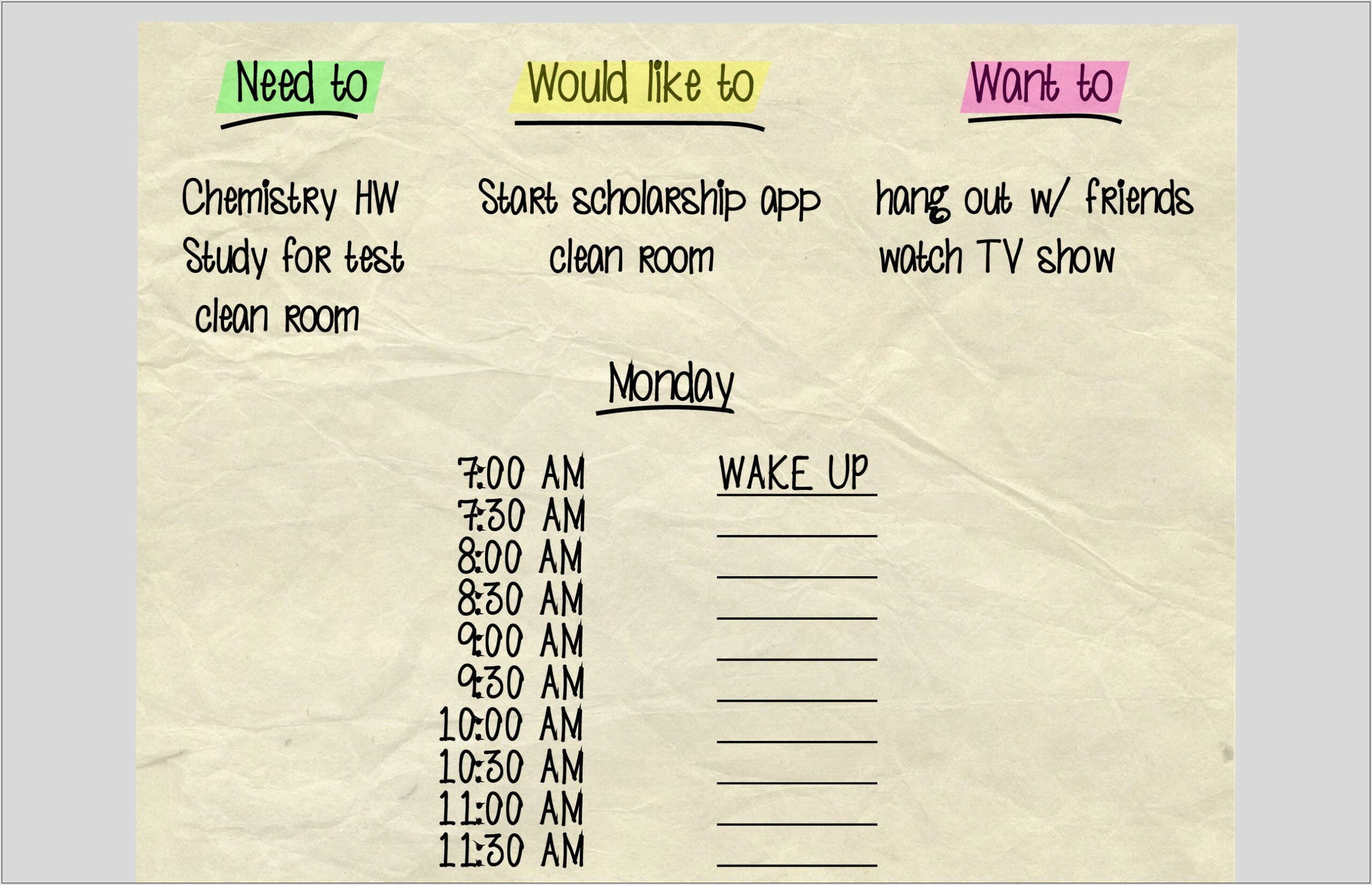Time Management Worksheets For Youth