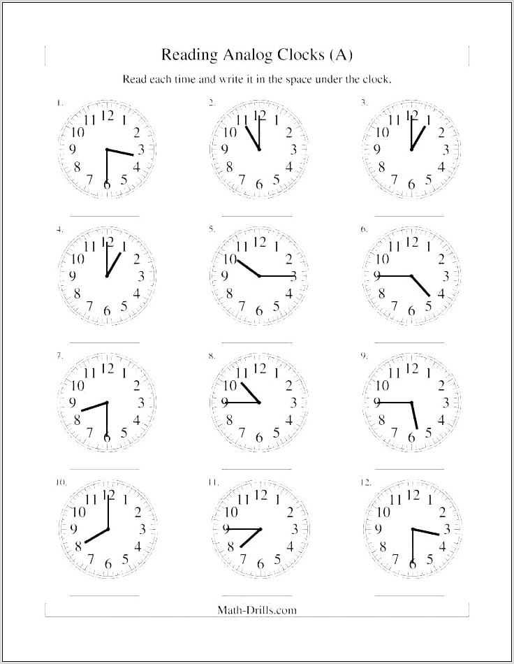 Time Practice Worksheets For First Grade