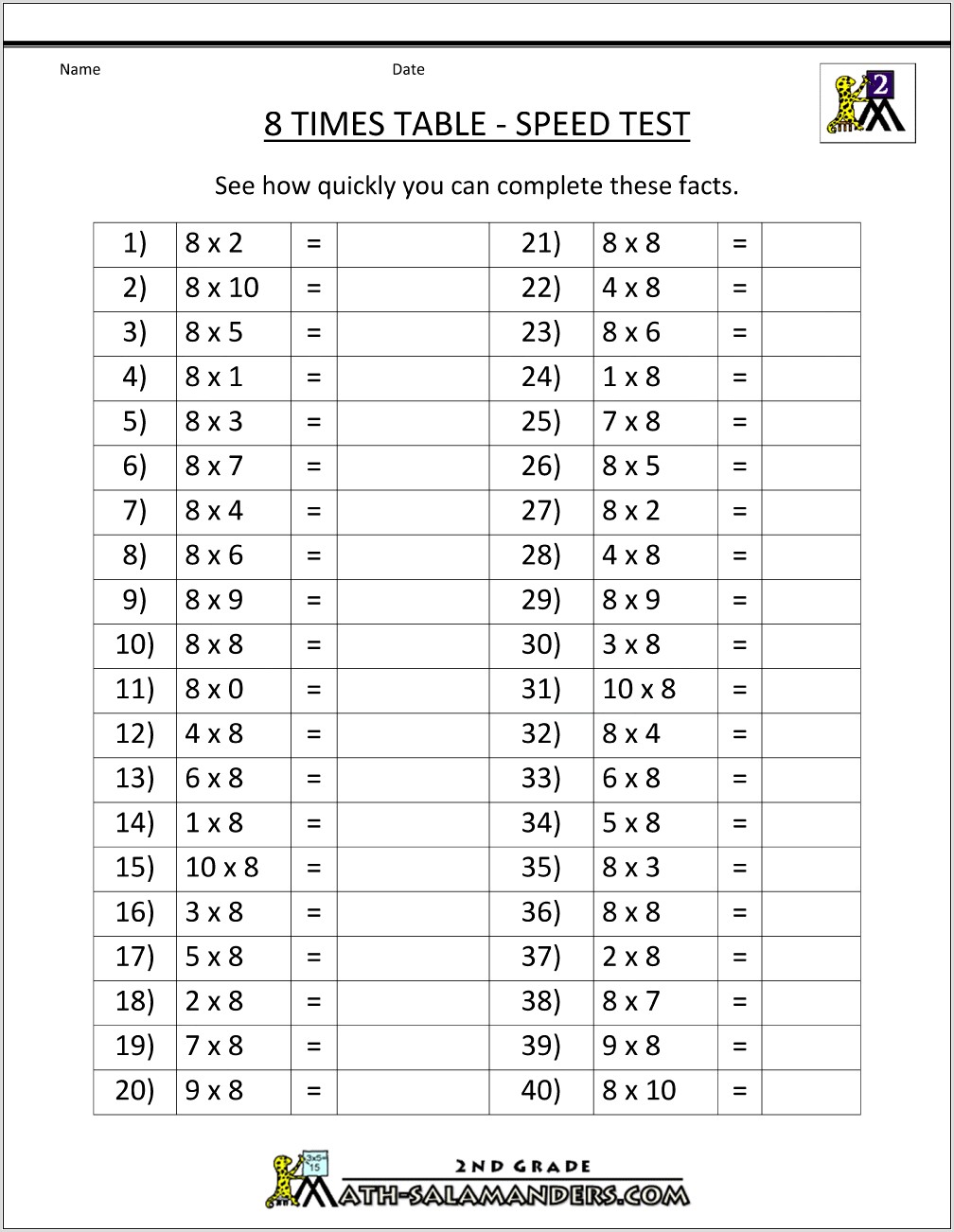 Time Table Worksheets To Do