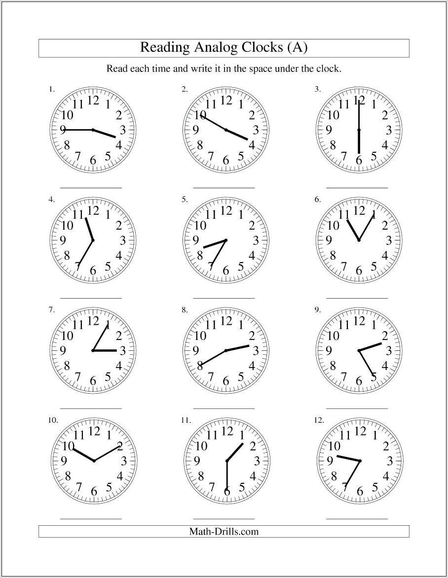 Time Worksheet Nearest 5 Minutes