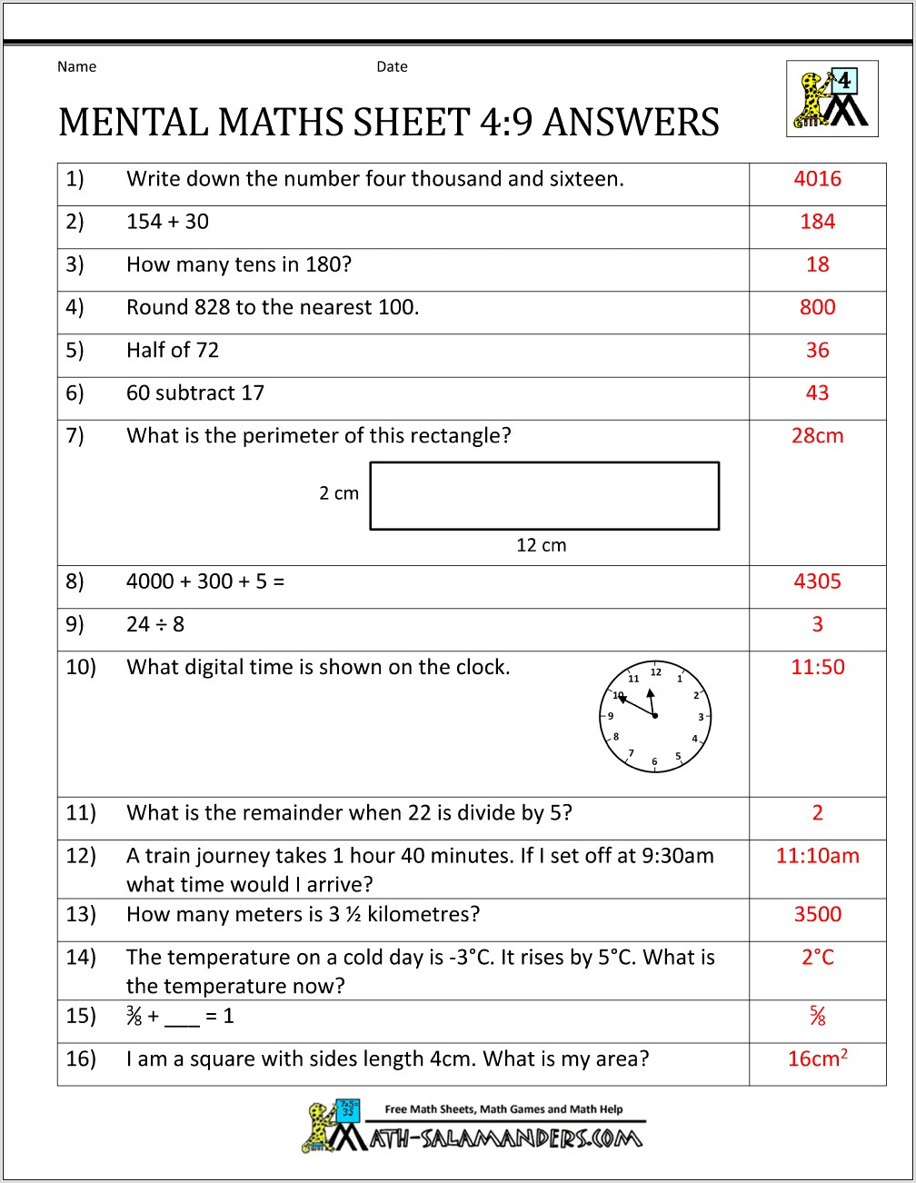 Time Worksheet Primary 4