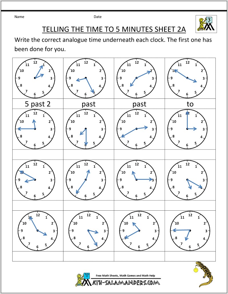 Time Worksheet To The Nearest 5 Minutes