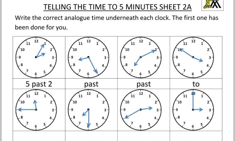 Time Worksheets By 5 Minutes