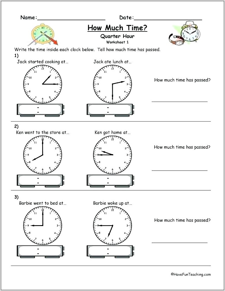 Time Worksheets To And Past