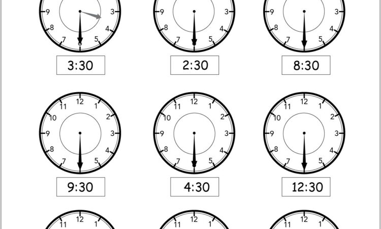 Time Worksheets With Half Past