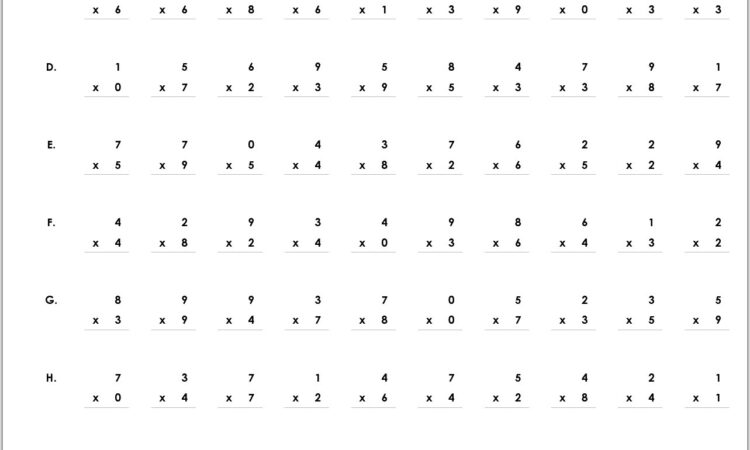 Timed Printable Multiplication Test