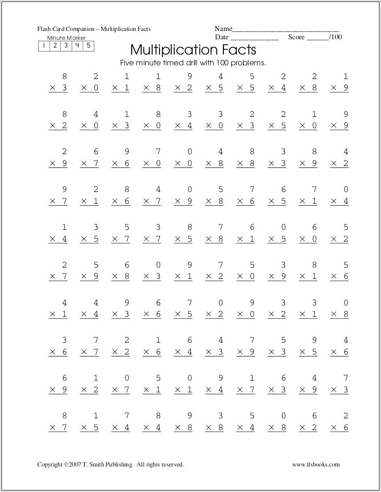 Timed Printable Multiplication Worksheets