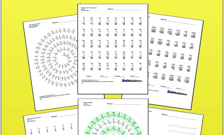 Timed Subtraction Worksheets Printable