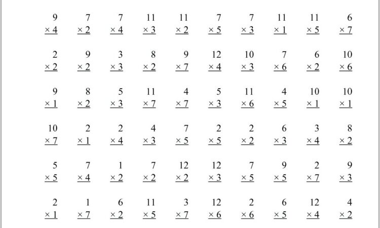 Timed Tests Multiplication 100 Problems