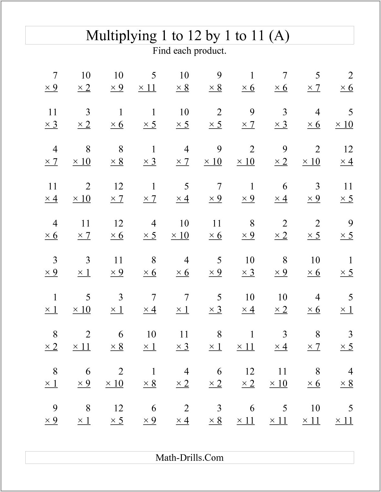 Times 2 Multiplication Worksheet