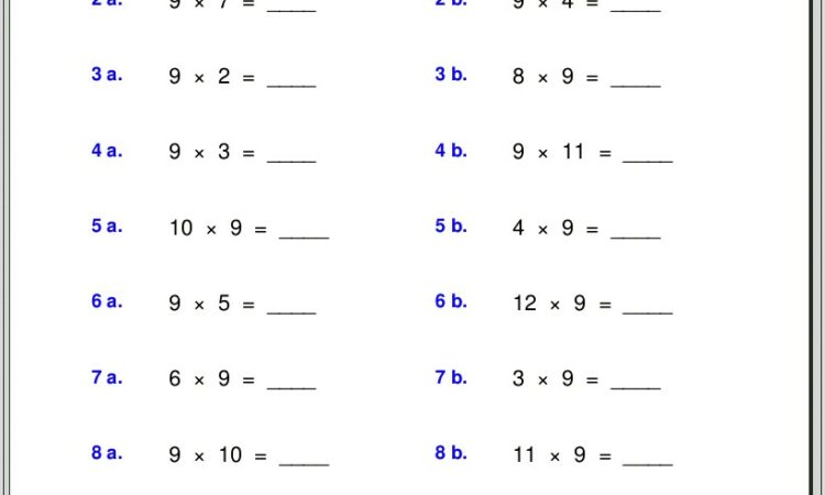 Times Table Test Worksheet Online