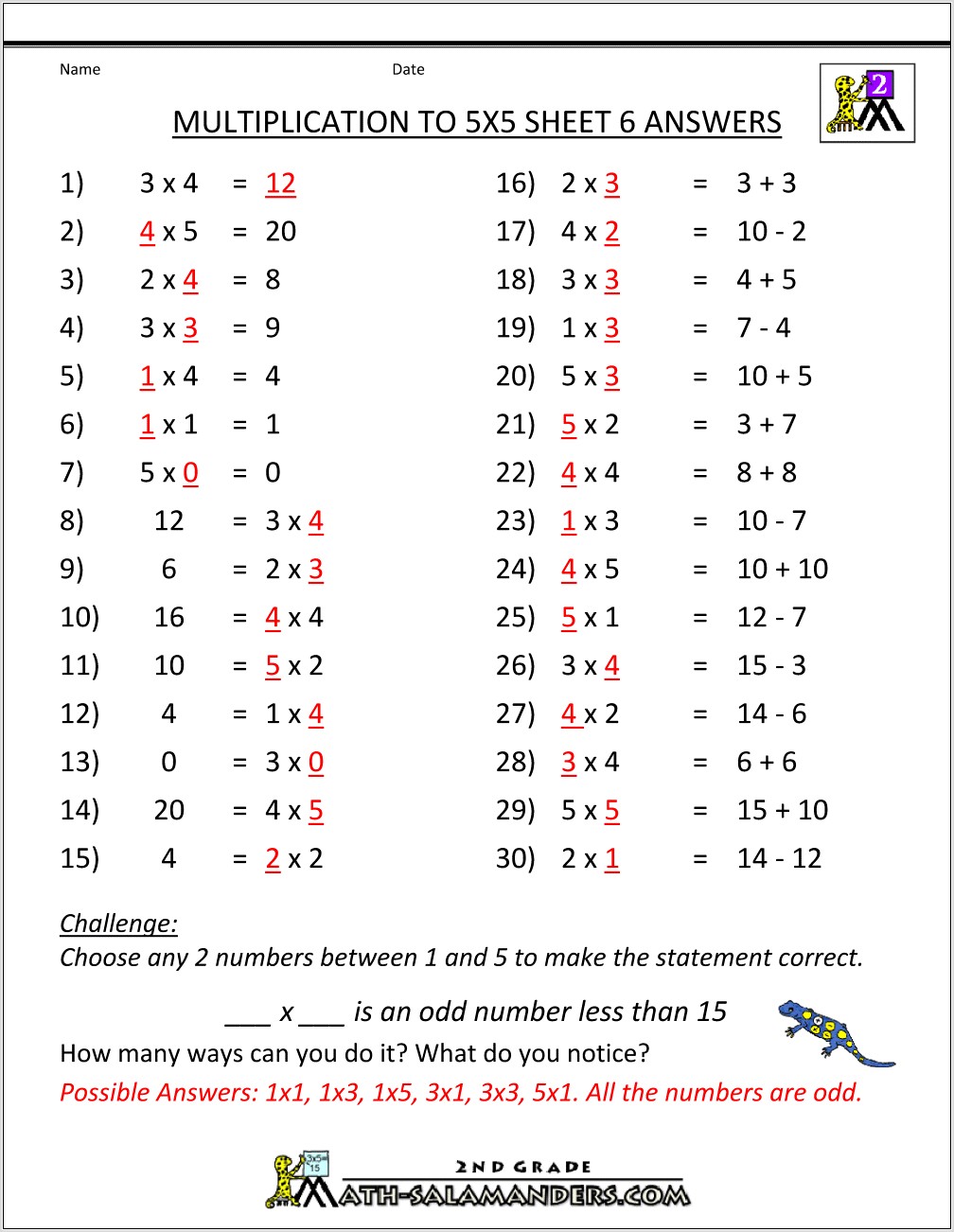 Times Table Worksheet Year 2