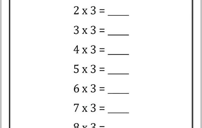 Times Table Worksheet Year 3