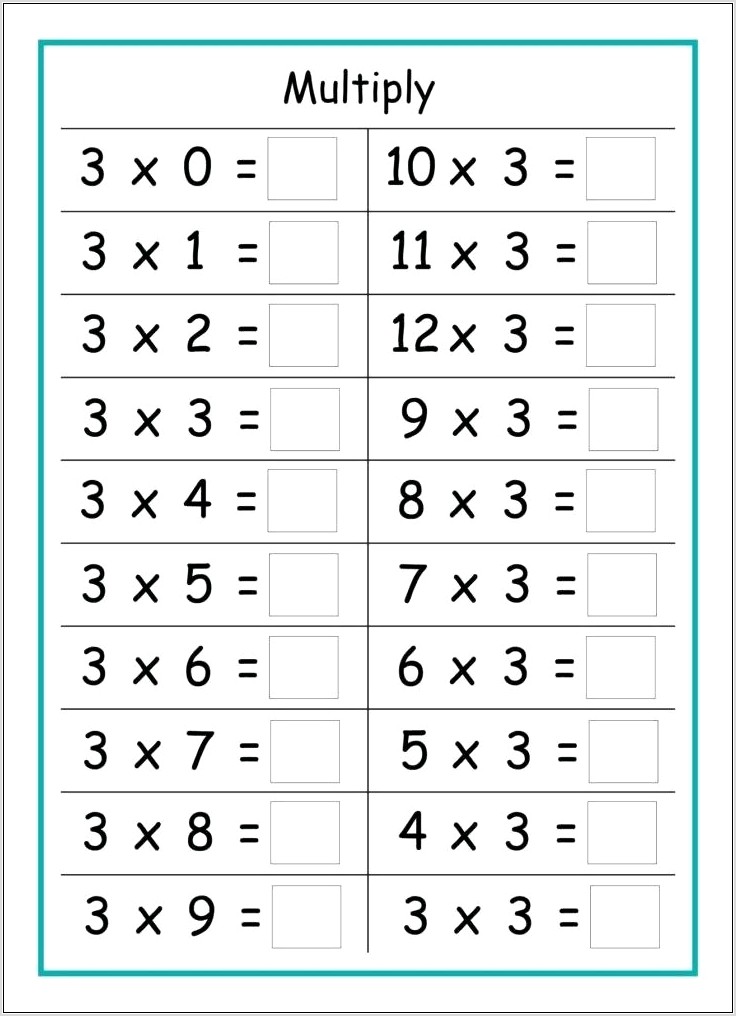 Times Table Worksheets Year 8