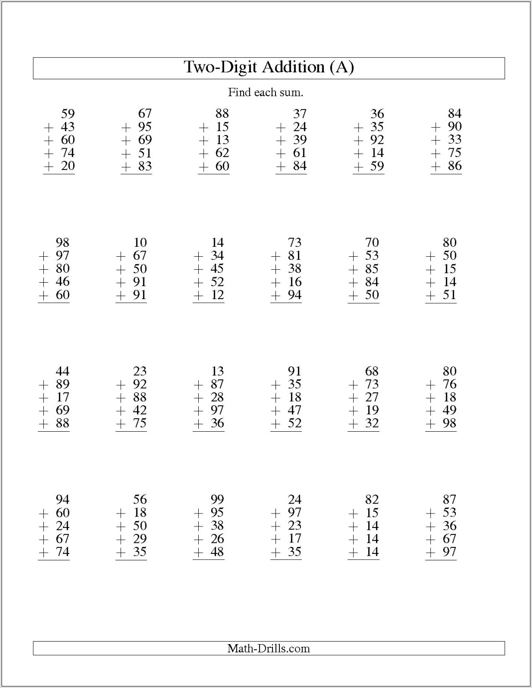 Times Tables Key Stage 2 Worksheets