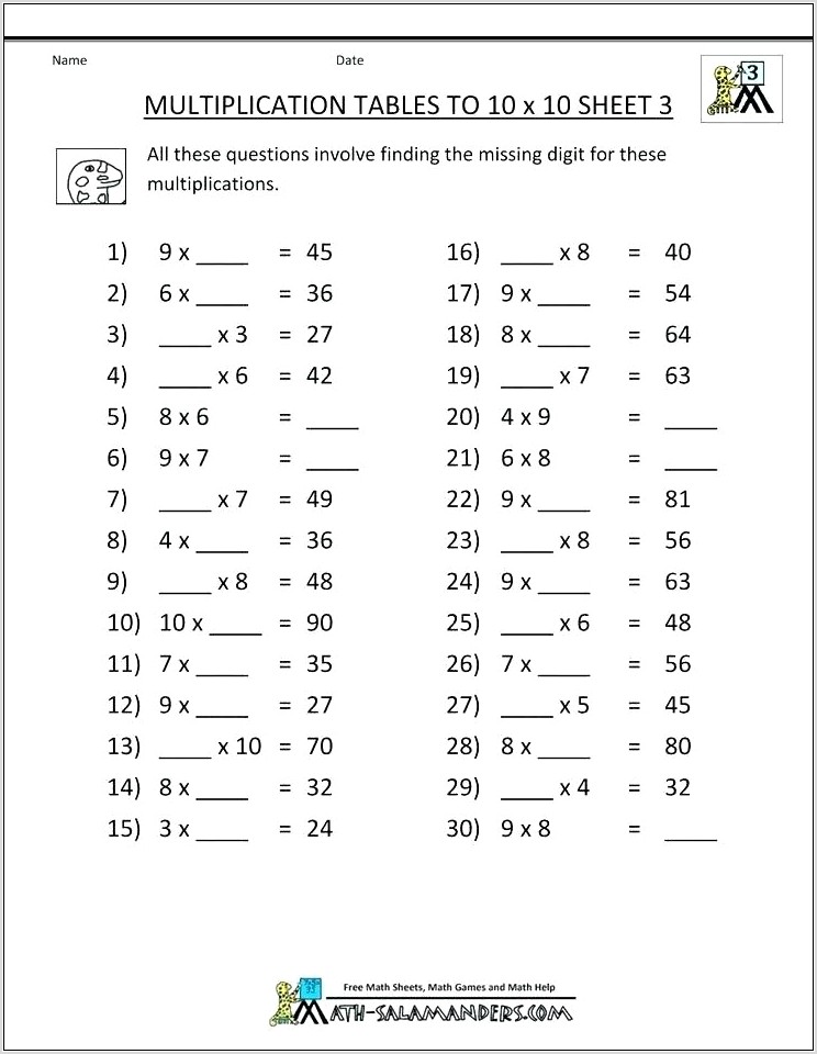 Times Tables Worksheets Australia