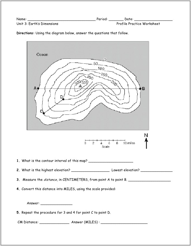Topographic Map Worksheet And Answer Key