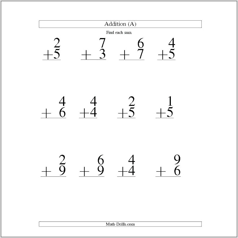 Touch Math Numbers Worksheet