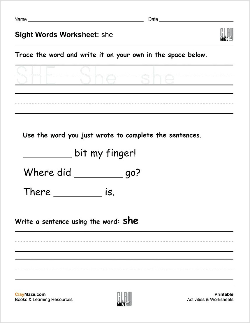 Trace Sight Words Worksheet