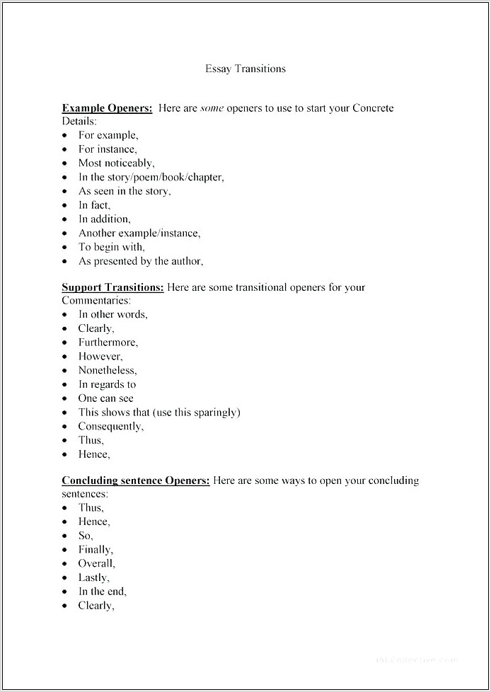 Transition Words Worksheet For Elementary