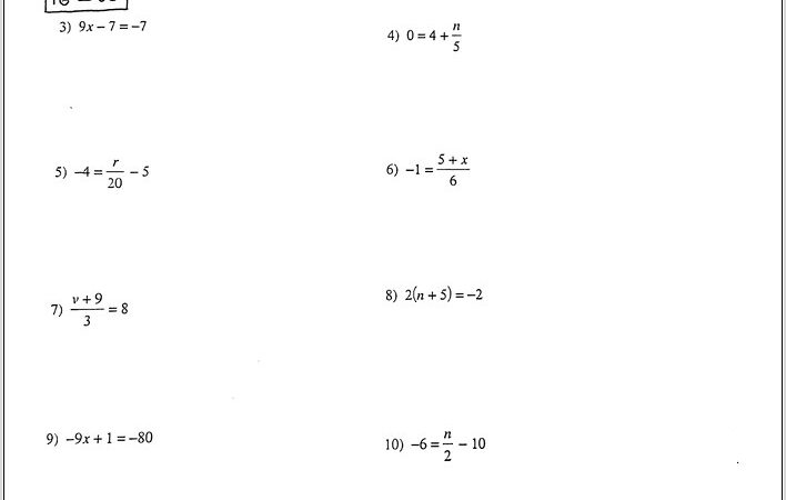 Two Step Equations Worksheet Word Doc