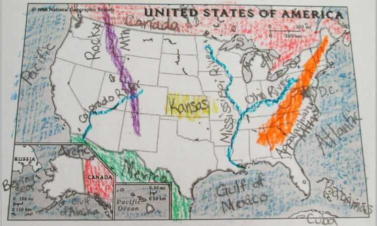 United States Landforms Map Worksheet