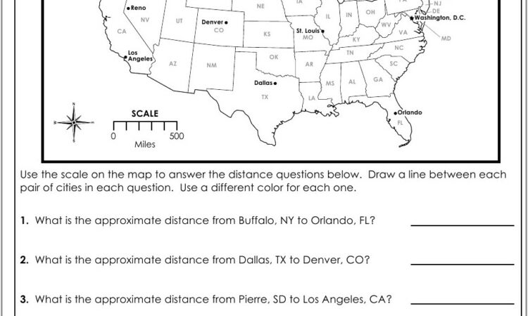 United States Map Scale Worksheet