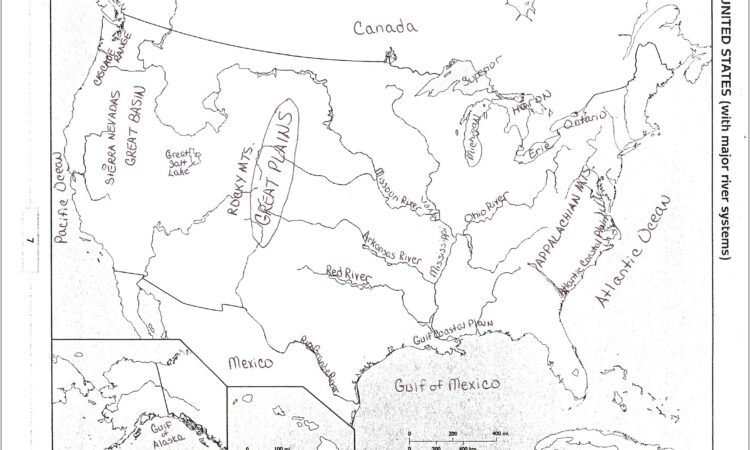 United States Physical Features Map Worksheet