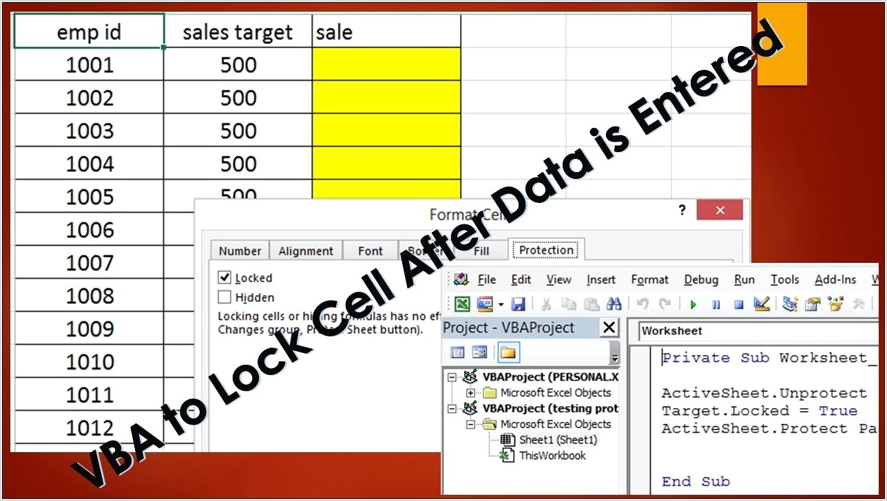 Unlock Cells Protected Sheet Excel Vba