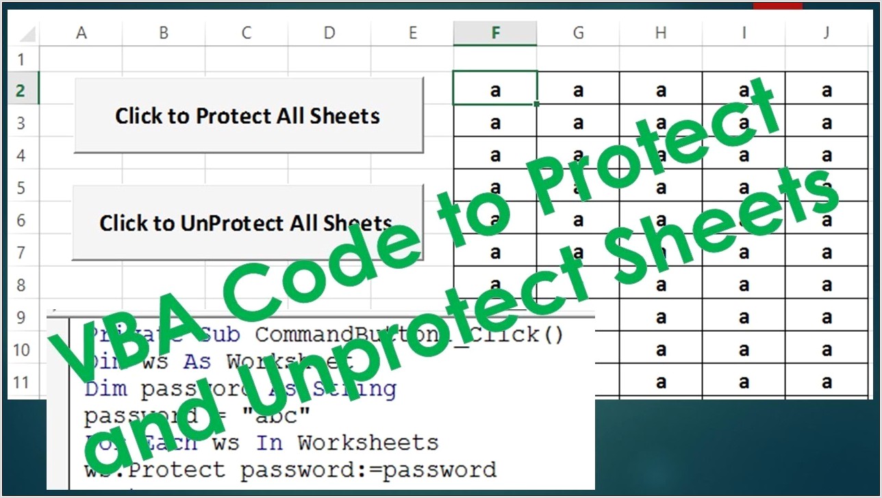 Unprotect A Worksheet In Excel Vba