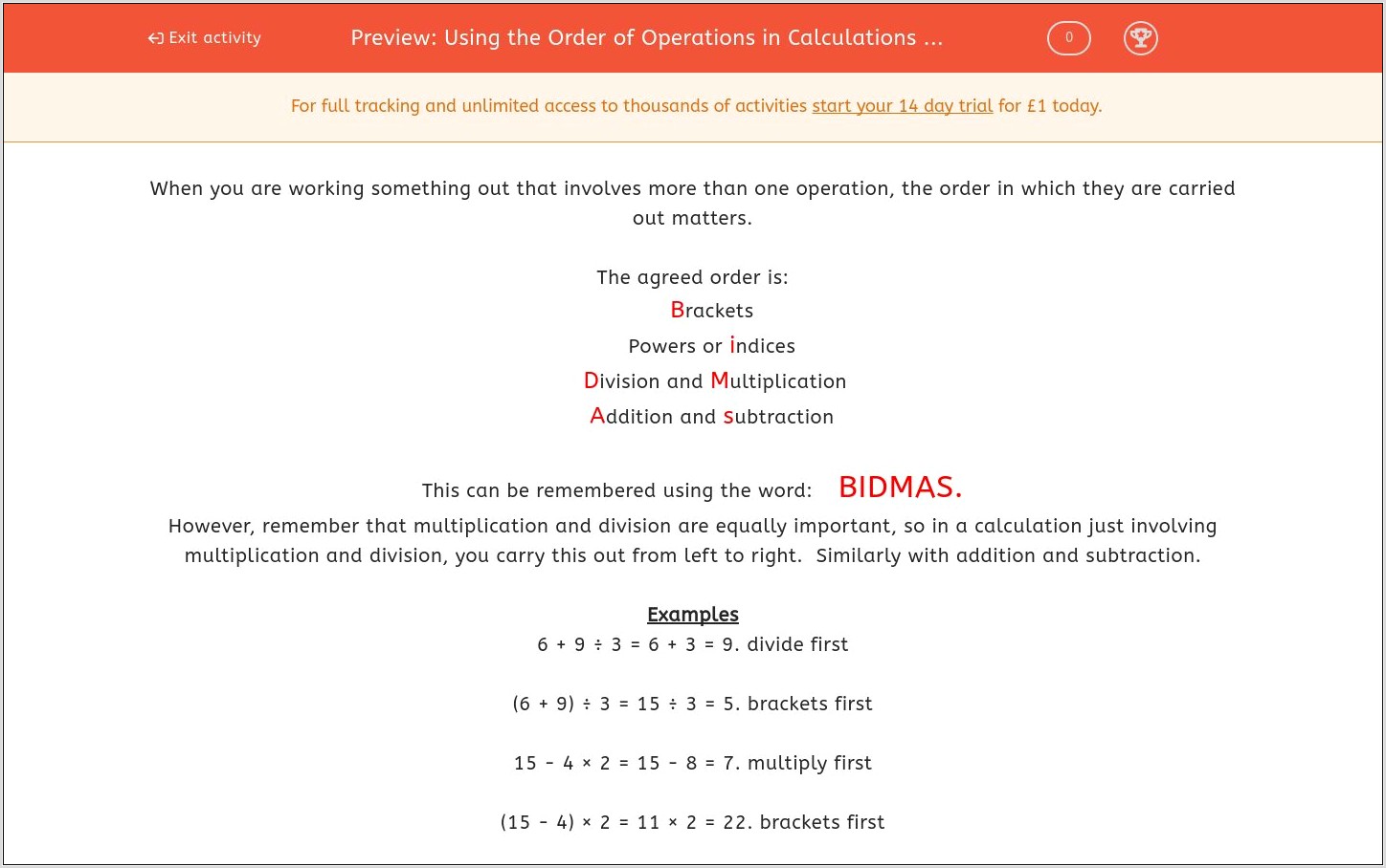 Using The Order Of Operations Worksheet