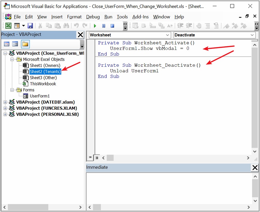 Vba Active Worksheet Code