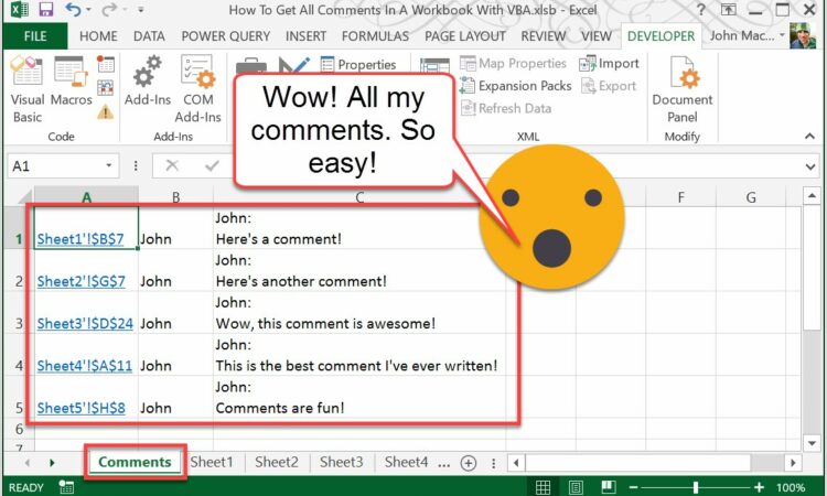 Vba Find Cells With Comments