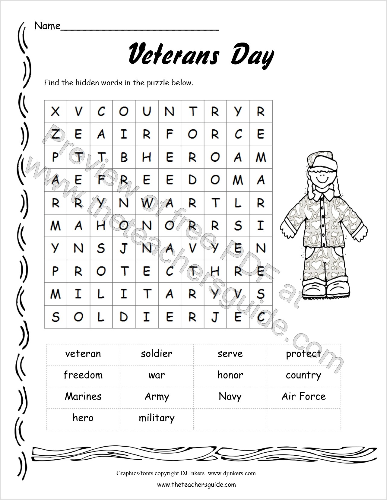 Veterans Day Worksheet Second Grade